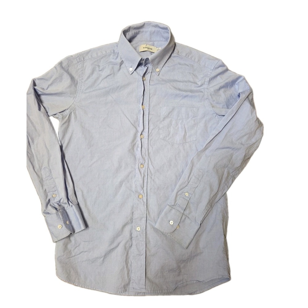 COACH Shirt Mens M Oxford Button Down Cotton Minimalist Preppy Blue